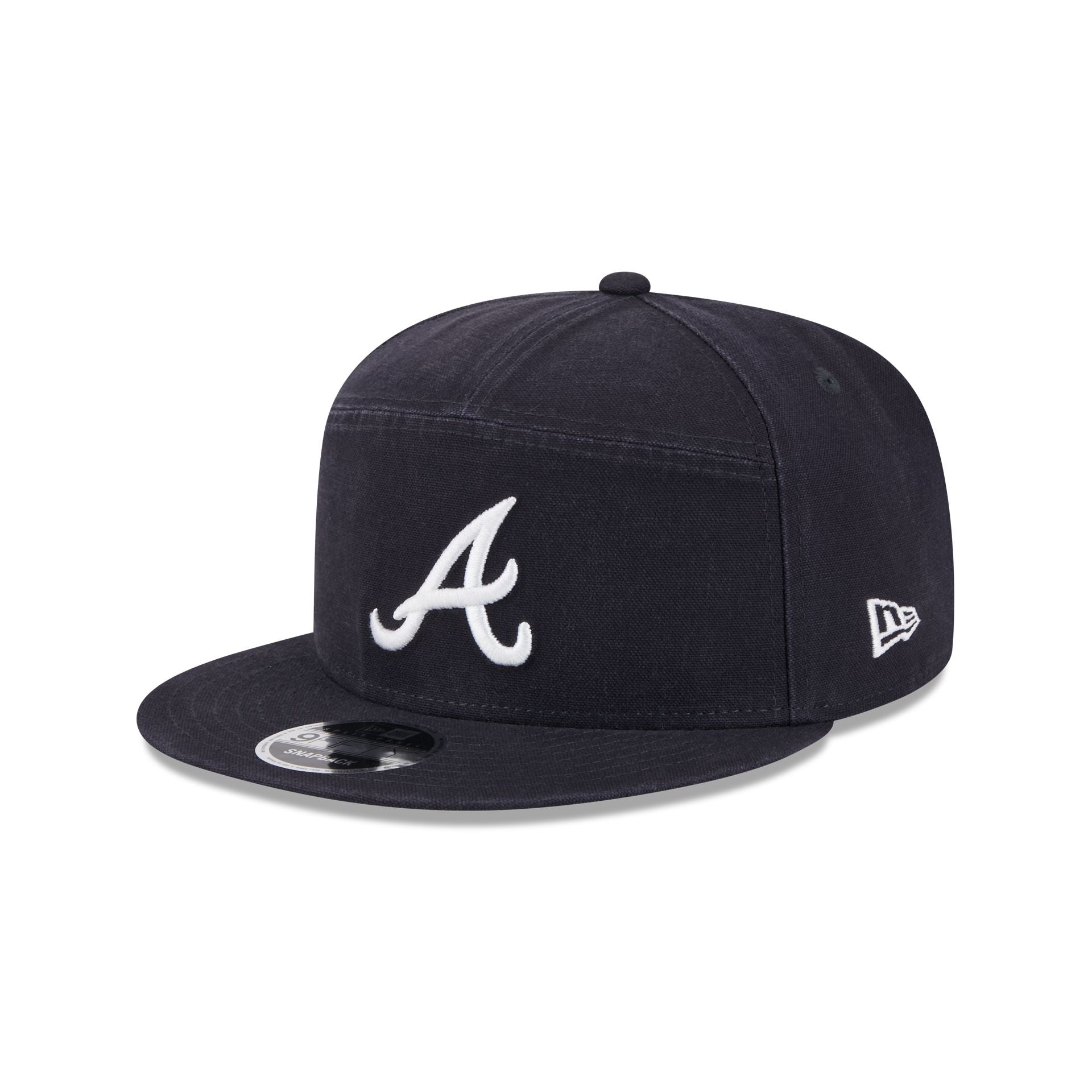 60612113_9FIFTY_950SPCTNCANV22920_ATLBRA_OTC_3QL Atlanta Braves Cotton Canvas Split Panel 9FIFTY Trucker Hat