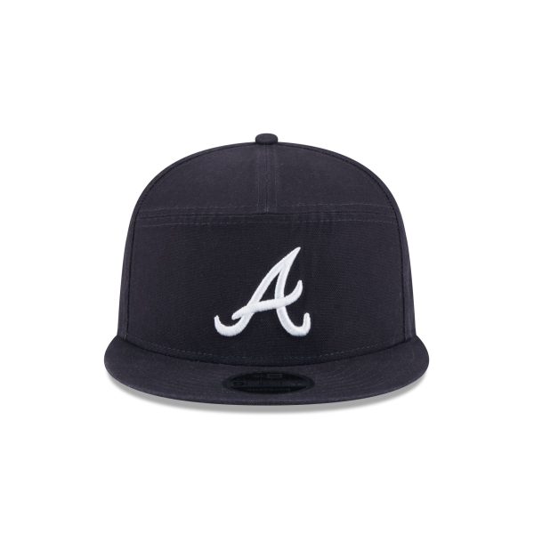 Atlanta Braves Cotton Canvas Split Panel 9FIFTY Trucker Hat - Image 2