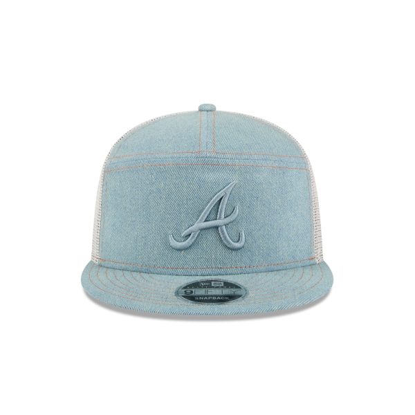 Atlanta Braves Denim Split Panel 9FIFTY Trucker Hat - Image 2