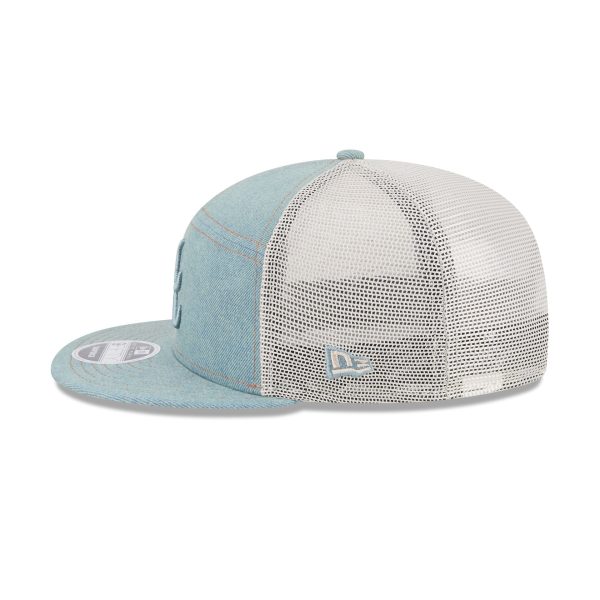 Atlanta Braves Denim Split Panel 9FIFTY Trucker Hat - Image 4