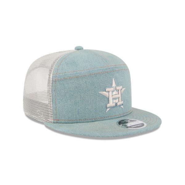 Houston Astros Denim Split Panel 9FIFTY Trucker Hat - Image 3