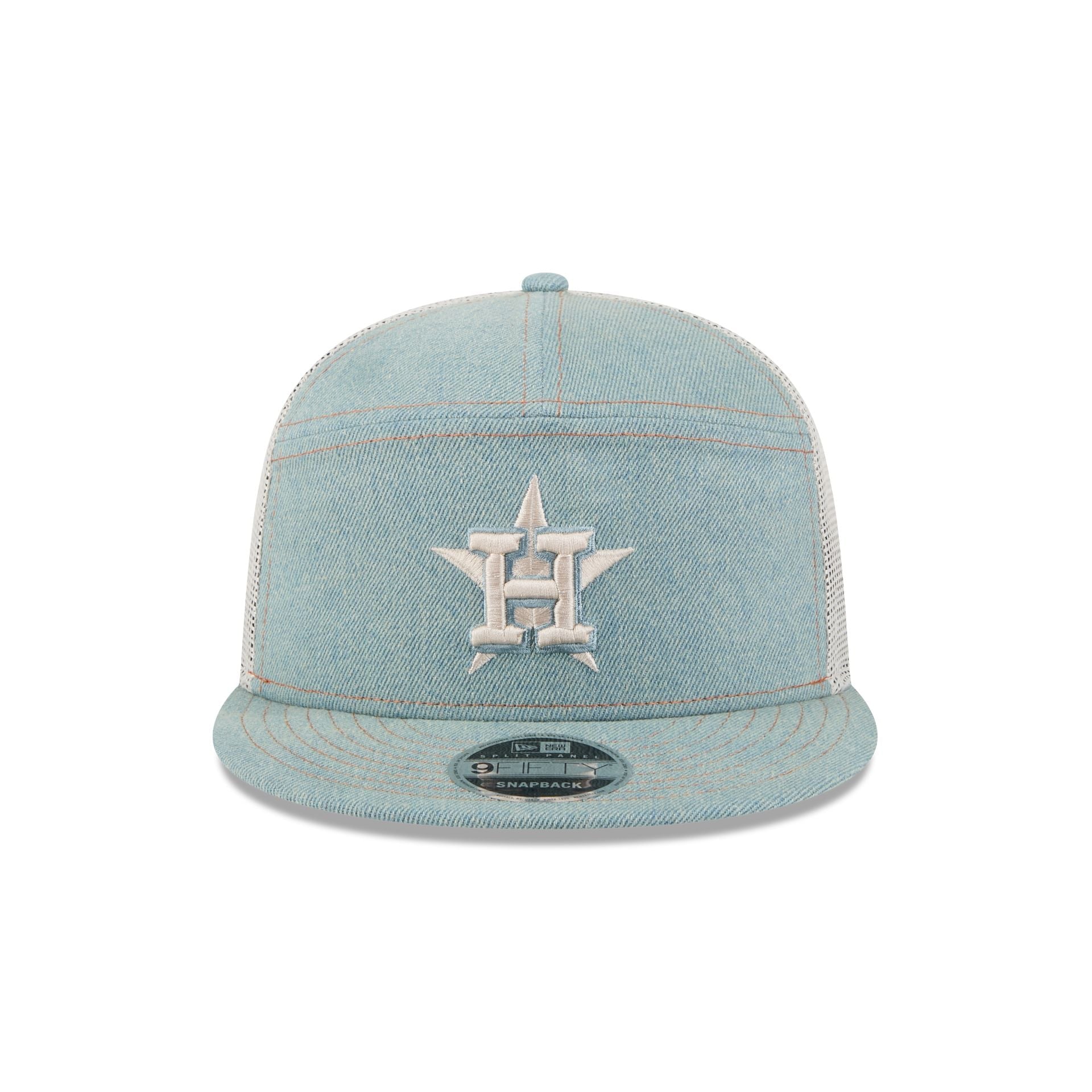 60612504_9FIFTY_950SPDENIM22958_HOUAST_F Houston Astros Denim Split Panel 9FIFTY Trucker Hat - Image 2