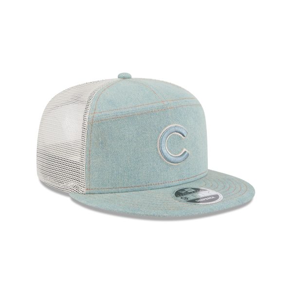 Chicago Cubs Denim Split Panel 9FIFTY Trucker Hat - Image 3