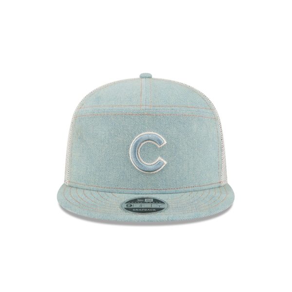 Chicago Cubs Denim Split Panel 9FIFTY Trucker Hat - Image 2
