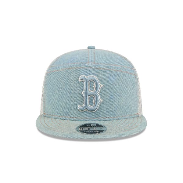 Boston Red Sox Denim Split Panel 9FIFTY Trucker Hat - Image 2