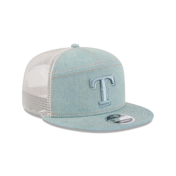 Texas Rangers Denim Split Panel 9FIFTY Trucker Hat - Image 3