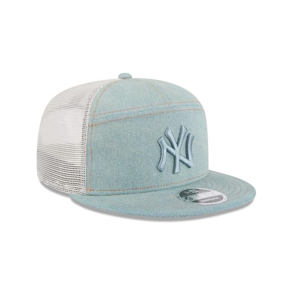 New York Yankees Denim Split Panel 9FIFTY Trucker Hat - Image 3