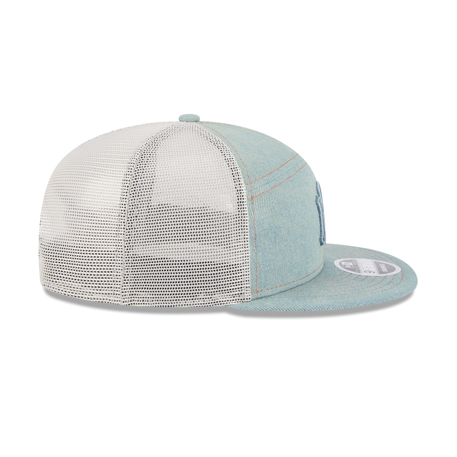 60612528_9FIFTY_950SPDENIM22958_NEYYAN_STN_RSIDE New York Yankees Denim Split Panel 9FIFTY Trucker Hat - Image 5