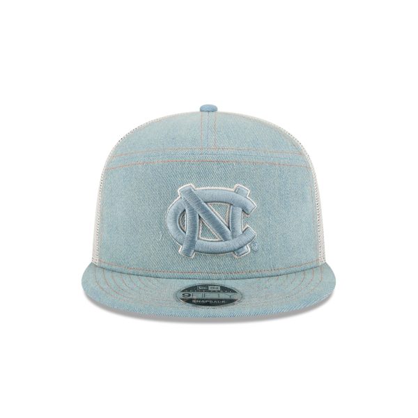 North Carolina Tar Heels Denim Split Panel 9FIFTY Trucker Hat - Image 2